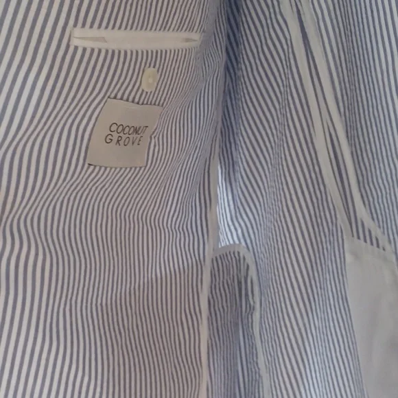 Men's Blue Striped Blazer 100 Percent Cotton Summer Weight Blazer 48 Long - Picture 5 of 7